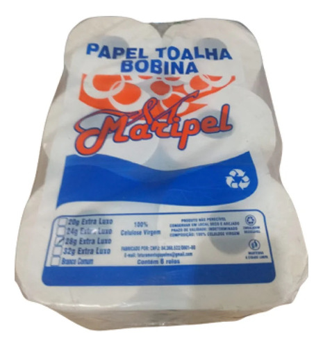 Papel Toalha Bobina Bco. Extra Luxo C/6 Rolos 28 Gramas