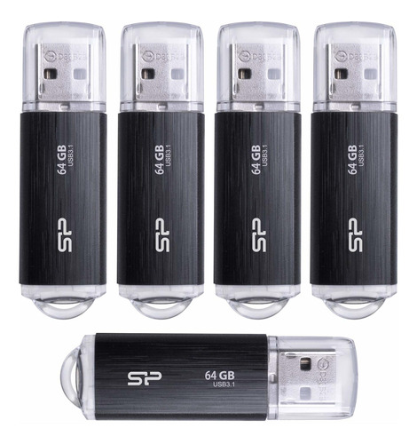 5 Pendrives Silicon Power 64gb Usb 3.0/3.1 Gen1 Usb Blaze B0