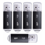 5 Pendrives Silicon Power 64gb Usb 3.0/3.1 Gen1 Usb Blaze B0