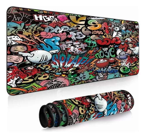 Mousepad Gamer Graffiti Xxl 90x40cm Antideslizante
