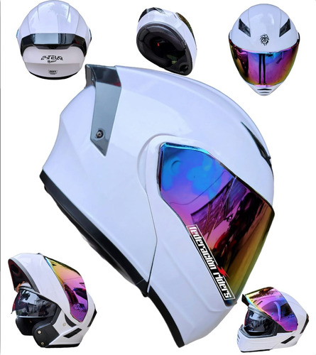 Casco Moto Kov Estelar Blanco Certificado Abatible Fz Ns 