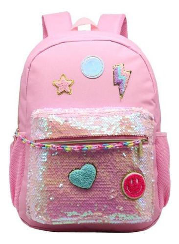 Mochila Nena Colegio Escolar Porta Notebook Lentejuelas 