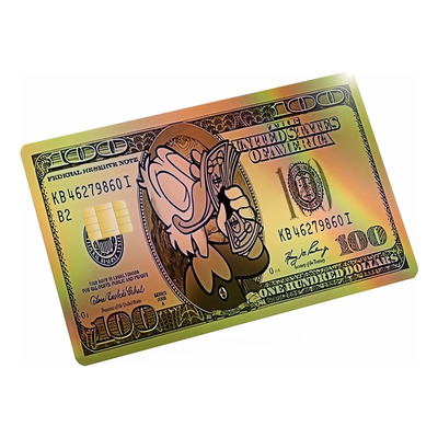 Sticker Tarjeta Calcomanía Rico Mc Pato Billete Dolar Dinero