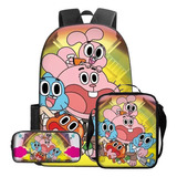 1 Mochilas Escolares El Increíble Mundo De Gumball, Fiambreras