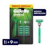 Gillette Cartuchos Mach3 Sensitive 9 Piezas Con Rastrillo