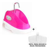 Bebedouro Pet Automatico Bivolt 2l Rosa+refil Gelo Reutiliza