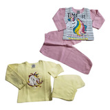 Conjunto Infantil Feminino Moletom Unicórnio Yellow And Blue