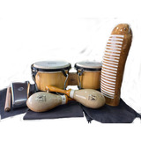 Kit De Percusión  Bongo Campana Maraca  Guiro Natural