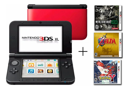 Nintendo 3ds Xl Vermelho Preto + Jogos