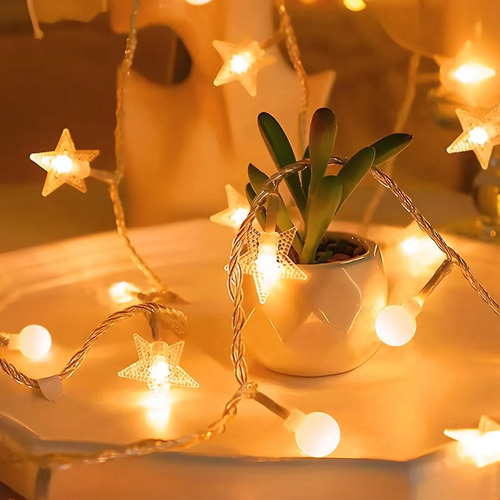 Luzes De Natal Neve Estrela Luz De Fadas Bolas Decorativas 