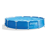 Piscina Intex Metal Frame De 3,7 M X 76 Cm Para Família Azul