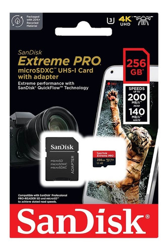 Cartao Memoria Sandisk Extreme Pro Micro Sd 256gb Lacrado 
