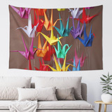 Adanti Origami Multicolor Papercraft Cranes Print Tapestry .