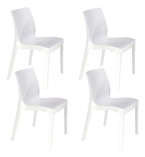 4 Cadeiras De Jantar Tramontina Alice Brilho Summa Branca