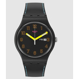 Reloj Swatch So29b707 Dark Glow Silicona Color Del Fondo Negro Color De La Malla Negro Color Del Bisel Negro
