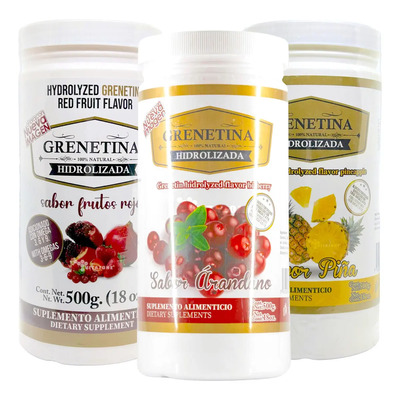 Grenetina Hidrolizada 100% Natural 500 Grs Pretty Bee 3 Bote Sabor Frutos Arandano Piña | MercadoLibre