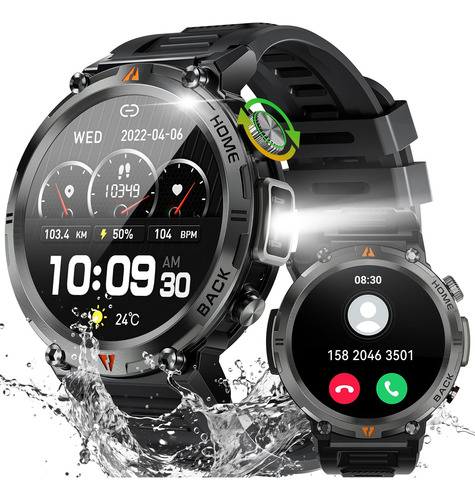 Reloj Inteligente 3atm Impermeable Militar Para Hombre