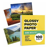 Papel Fotográfico Premium Glossy T/carta 200gr Paq 100 Hojas Color Blanco