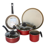 Batería Cocina Olla Cacerola Teflón Jovifel Rivoli 7 Pzas