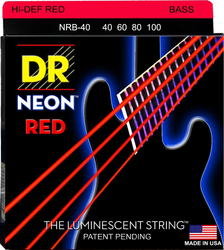 Encordado Para Bajo 4 Cuerdas Dr Strings Nrb 40 100 Neon Red