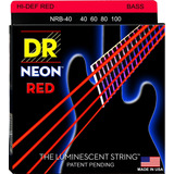 Encordado Para Bajo 4 Cuerdas Dr Strings Nrb 40 100 Neon Red