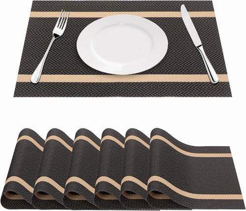 Set 6 Individuales De Mesa Rectangular Diseños Impermeable 