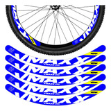Kit 12 Adesivos Bike Roda Aros 26 29 Freio A Disco Azul Vmax