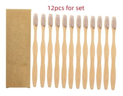Pack De 12 Escovas De Dente Ecológica Em Bambu / Branca