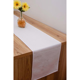 Caminho Trilho De Mesa Tecido Piquet 1,40x0,35 Decoração Cor Branco