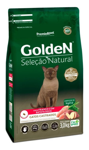 Golden Seleçãonatural Gato Castrado Frango Batata Doce 3,0kg