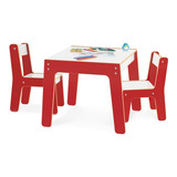 Mesa Mesinha Infantil C/ 2 Cadeiras Madeira Vermelho Junges