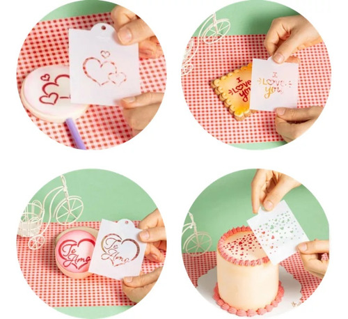 Mini Stencil Decorativo Corações Puro Amor Bolos Confeitaria