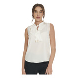 Blusa Cuello Mao Escote En V Con Escarola Vertiche