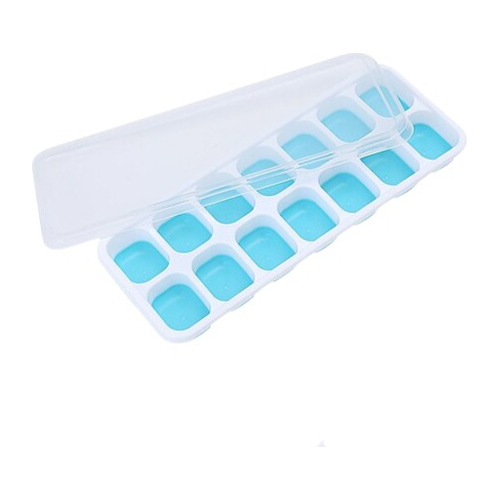 Forma De Gelo Cubo Com Tampa Rígida Fundo Silicone Flexível