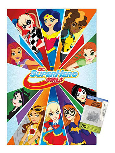 Póster De Pared De Dc Superhero Girls Con Pins - Dc Comics T