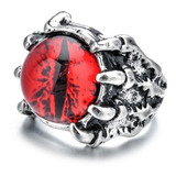 Anillo Ojo Del Mal Dragón Color Plata Gótico Hombre Y Mujer