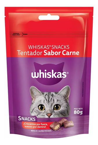 Whiskas Gato Snack Sabor Carne X 6 Unidades X 80 Gr