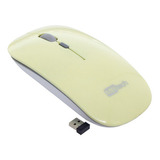 Mouse Óptico Sem Fio Recarregável - Silencioso Slim Usb 3.0 Cor Amarelo/branco