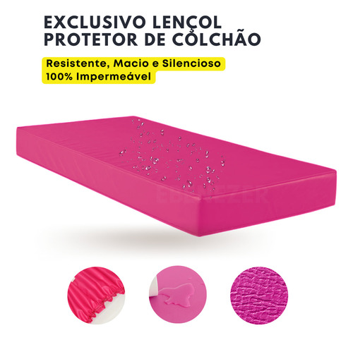 Capa De Colchão Protetor Lençol Solteiro Impermeável Hospitalar Rosa Pink