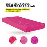 Capa De Colchão Protetor Lençol Solteiro Impermeável Hospitalar Rosa Pink