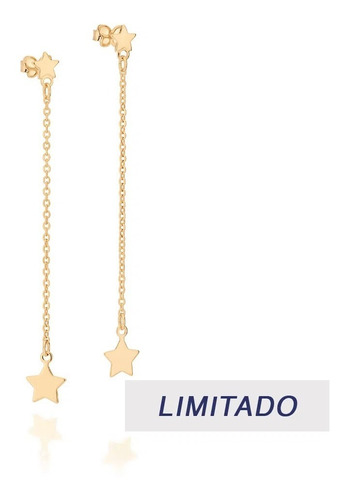 Brinco Rommanel Folheado Ouro Estrelas Com Corrente 526904