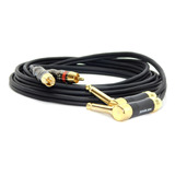 Cable Audio 2 Plug 6,5 Mono 90º A 2 Rca Macho Metalico Lujo 