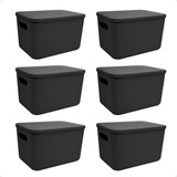 6 Canastos Organizadores Plastico Apilable Con Tapa 26x18x16