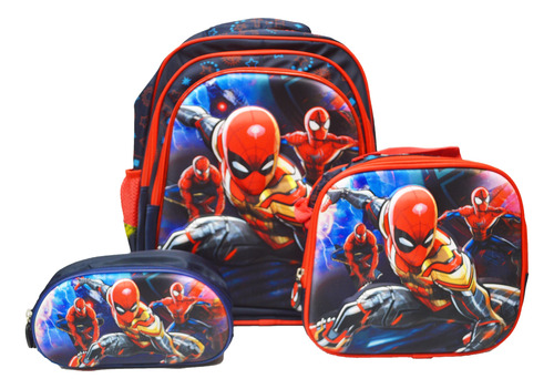 Maleta Con Ruedas Lonchera Y Cartuchera Escolar Spiderman