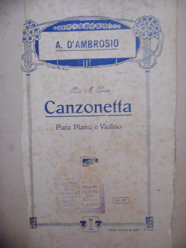 Partitura Piano Violino  Canzonetta  A D´ Ambrosio