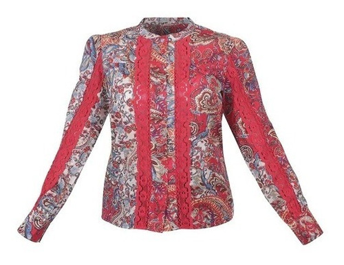 Blusa Rojo Multicolor Manga Larga 99072