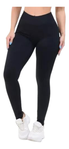 3un Calça Básica Legging Com Cós Alto P/ Exercício Físico