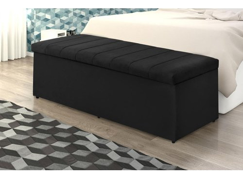 Baulera Pié De Cama Diseño Canelón Queen Full 1.80 Mt Pana