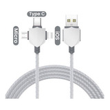 Cable De Carga Usb 3 En 1, Micro Usb, Usb C Y Lightning