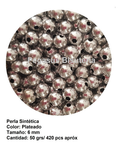 Perla Sintética Colores - Decoración Navidad -6 Mm - 50 Grs